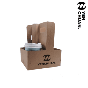 Craft paper cup carrier with handle (4 cups)
